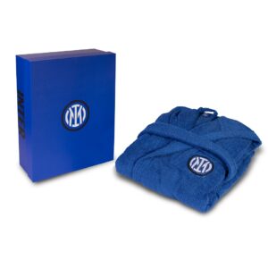 accappatoio Inter blu in spugna con cappuccio e logo