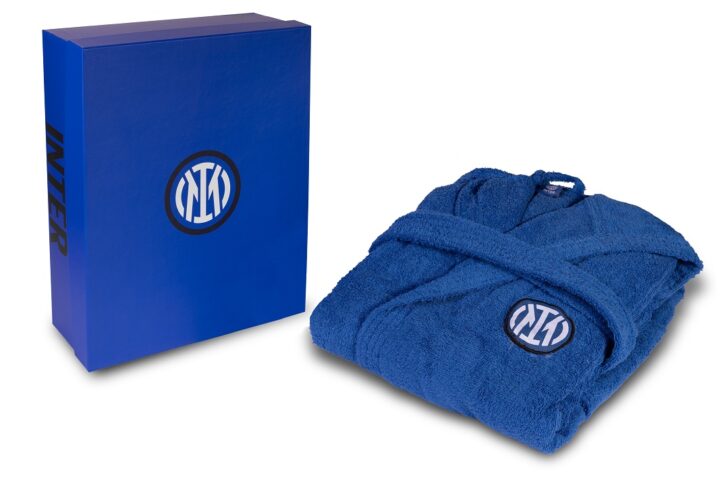 accappatoio Inter blu in spugna con cappuccio e logo