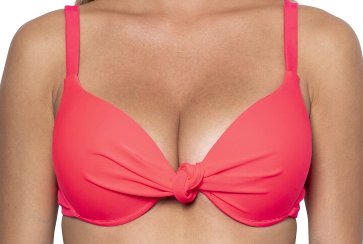 top bikini con coppa e nodo centrale vista frontale