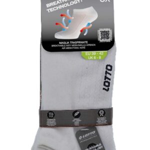 Calze salvapiede Lotto traspiranti unisex bianche – pack da 3