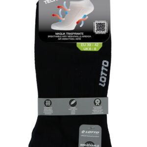 Calze salvapiede Lotto traspiranti unisex nere – pack da 3