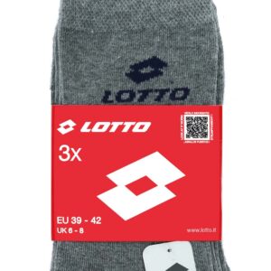 Calze uomo Lotto grigie in cotone con logo, 3 pack