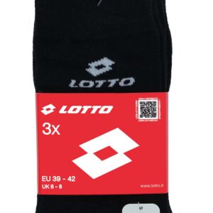 Calze uomo Lotto nere in cotone con logo, 3 pack