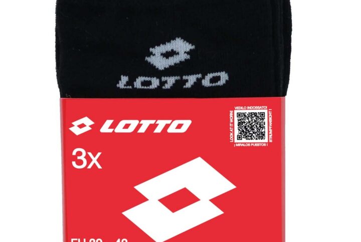 Calze uomo Lotto nere in cotone con logo, 3 pack