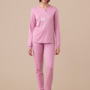 pigiama donna Noidinotte caldo cotone rosa
