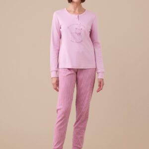 Pigiama donna Noidinotte glicine in caldo cotone manica lunga