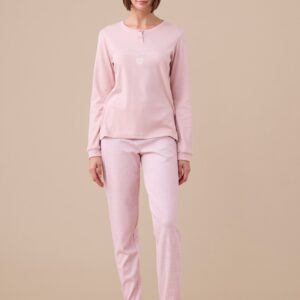 pigiama donna caldo cotone Noidinotte lilla pied de poule