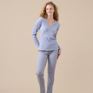 pigiama donna in viscosa con pizzo Noidinotte colore carta da zucchero