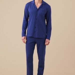 Pigiama uomo aperto in jersey Noidinotte colore blu