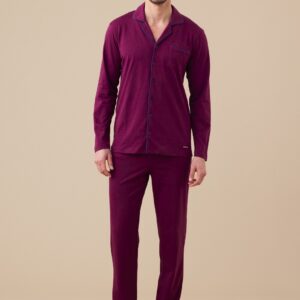 Pigiama uomo aperto in jersey Noidinotte colore bordeaux