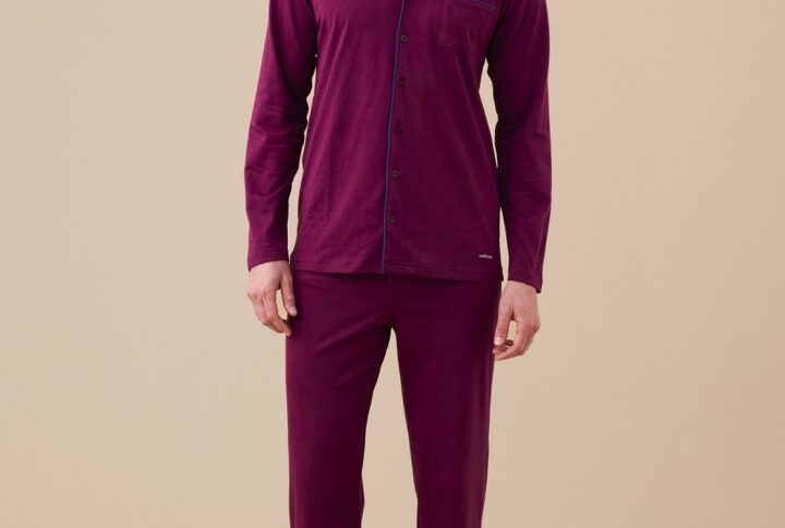 Pigiama uomo aperto in jersey Noidinotte colore bordeaux