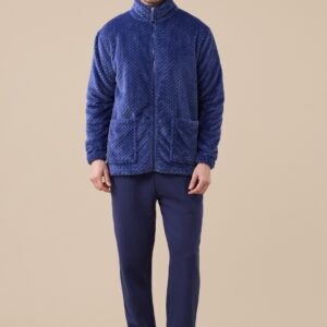 Giacca uomo Noidinotte in coral blu con zip e tasche a toppa