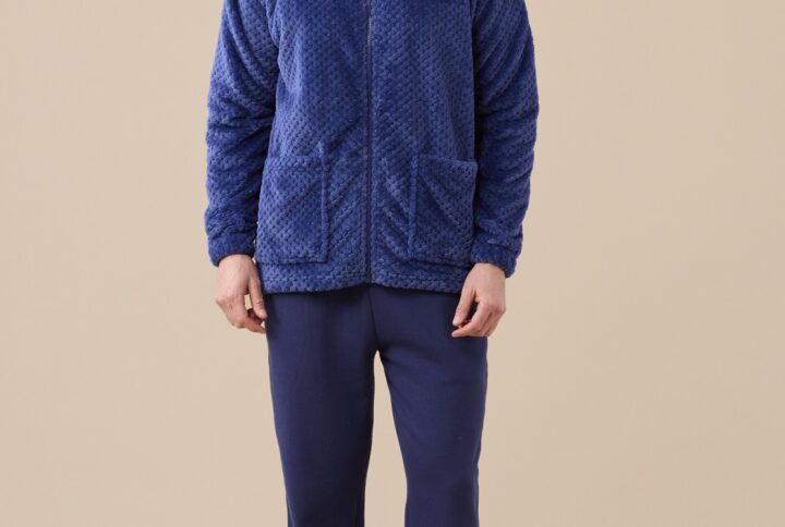 Giacca uomo Noidinotte in coral blu con zip e tasche a toppa