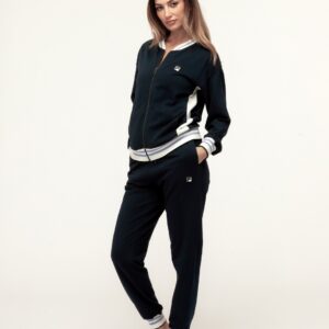 Tuta homewear donna FILA navy con zip in cotone felpato