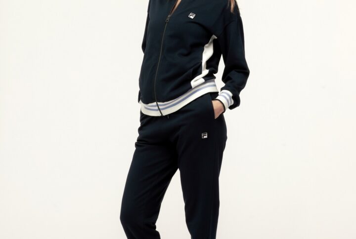 Tuta homewear donna FILA navy con zip in cotone felpato