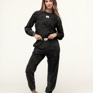 Tuta homewear donna felpata FILA nera con effetto washed