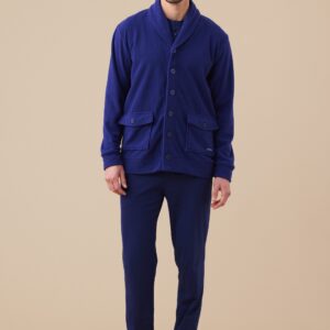 Giacca uomo in micropile Noidinotte blu navy con bottoni e tasche