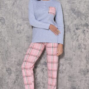 pigiama donna LOVEANDBRA serafino grey melange rosa