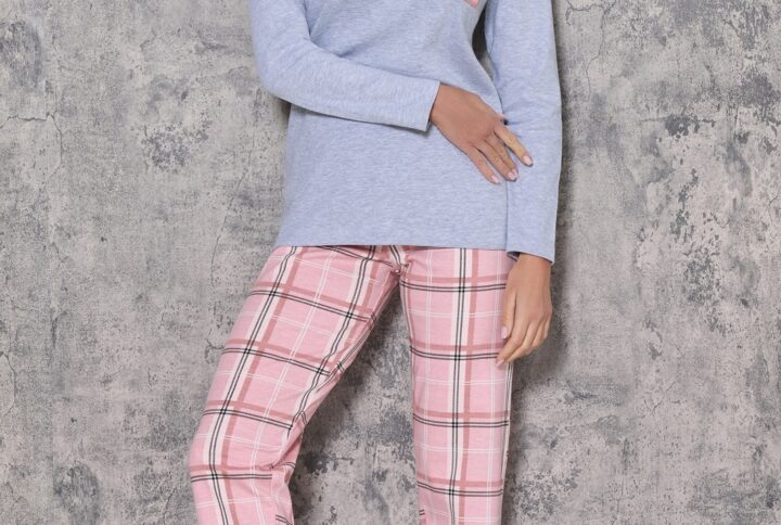 pigiama donna LOVEANDBRA serafino grey melange rosa