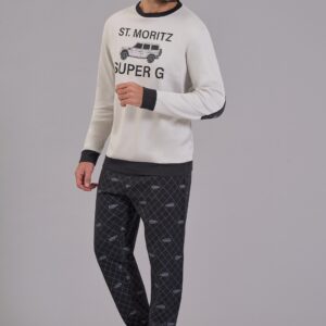 Pigiama uomo Officina45 St. Moritz Super G in interlock grigio antracite