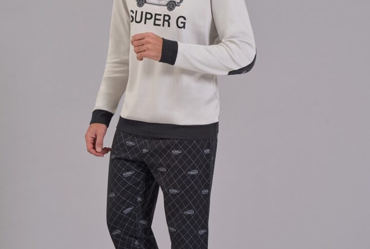 Pigiama uomo Officina45 St. Moritz Super G in interlock grigio antracite