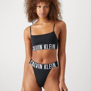 Slip donna Calvin Klein sgambato nero con logo in evidenza – vista frontale