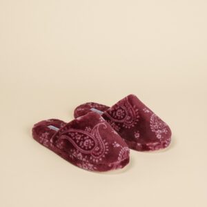 Pantofola donna invernale Noidinotte bordeaux con fantasia paisley, morbida e comoda