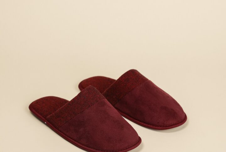 pantofola uomo Noidinotte bordeaux con fascia in tessuto lavorato