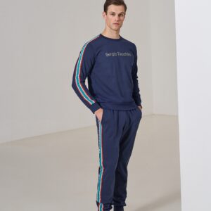 tuta homewear uomo in felpa, colorazione blu