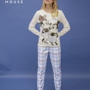 pigiama donna Mickey and Friends panna con pantaloni a quadretti Sabor