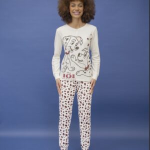 pigiama donna 101 Dalmatians panna in caldo cotone interlock Sabor
