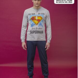 pigiama uomo superman caldo cotone interlock grigio melange sabor