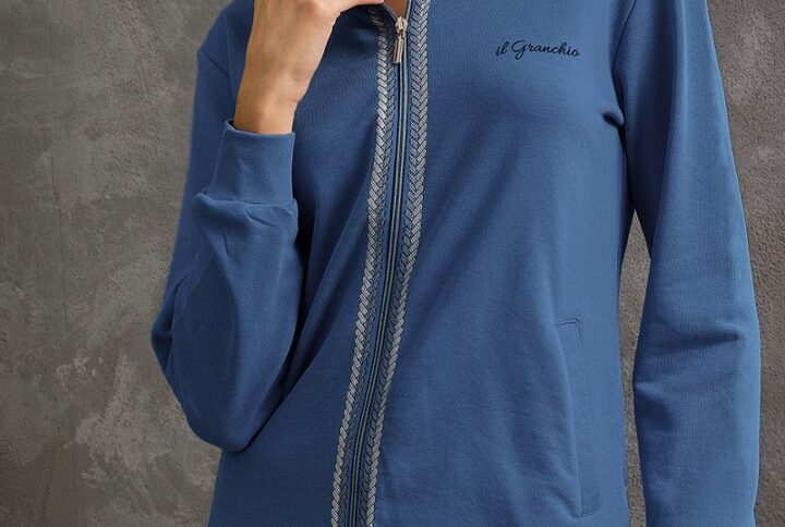 Tuta homewear donna Il Granchio in cotone felpato azzurro