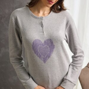 Pigiama donna Il Granchio grigio con cuore e pantalone a righe