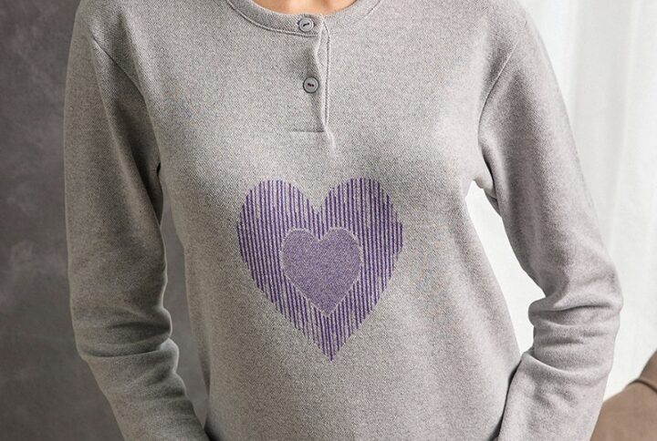 Pigiama donna Il Granchio grigio con cuore e pantalone a righe