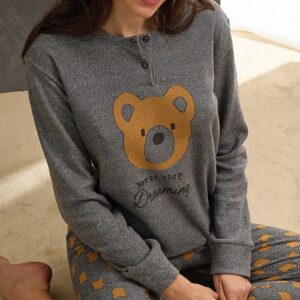 Pigiama donna Il Granchio con orsetto – Colore grigio