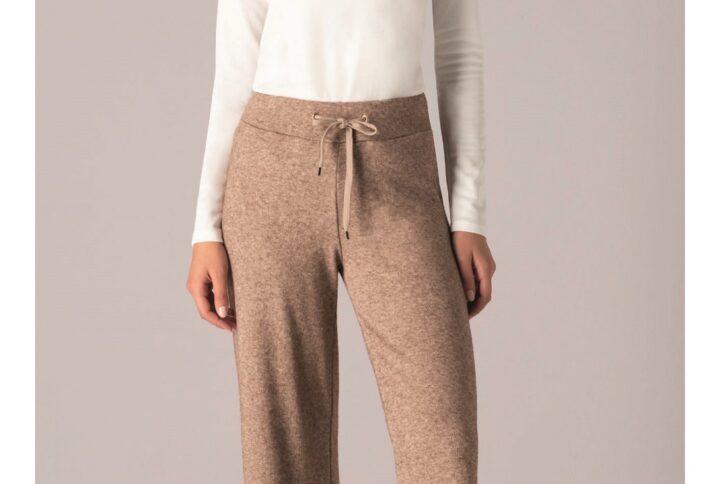 Pantalone donna beige gamba larga in viscosa – Gladys