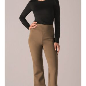 Pantalone donna beige elasticizzato con taglio vivo – Gladys