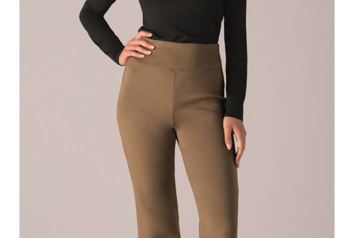 Pantalone donna beige elasticizzato con taglio vivo – Gladys