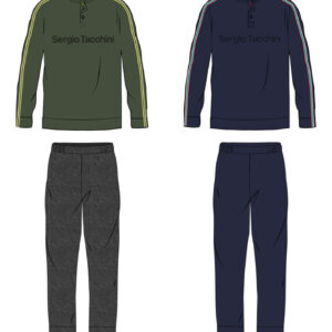 Pigiama lungo uomo Sergio Tacchini blu e verde militare – illustrazione tecnica