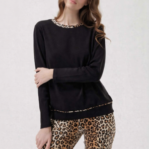 Pigiama donna rasogola Andra con leggings in maglina stampa animalier