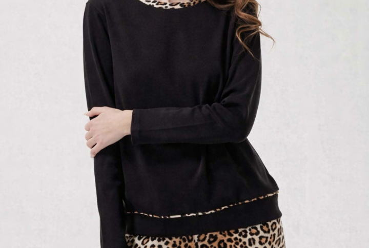Pigiama donna rasogola Andra con leggings in maglina stampa animalier