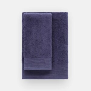 Set Asciugamani Glamour RIVIERA 1+1 in Cotone Pettinato 600 gsm - BLU NAVY