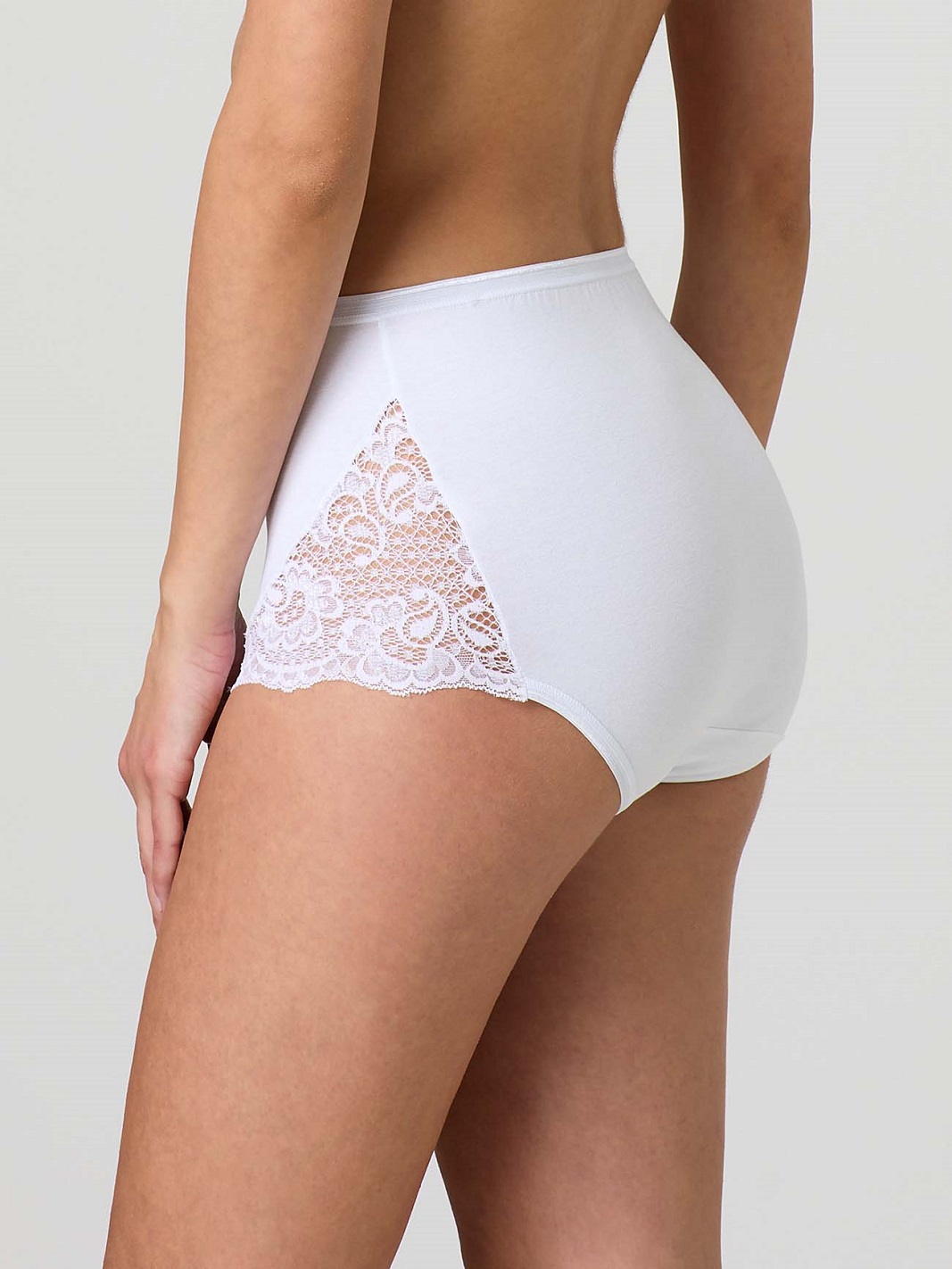 Culotte donna in cotone elasticizzato con pizzo Jadea - DETTAGLI LATERALE BIANCO