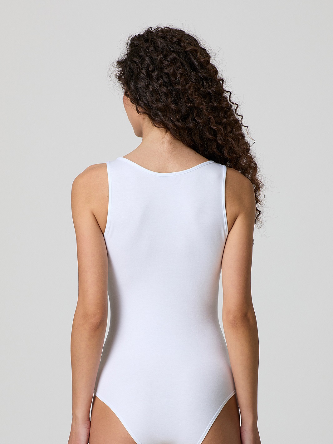 Body spalla larga JADEA in cotone elastico - bianco retro