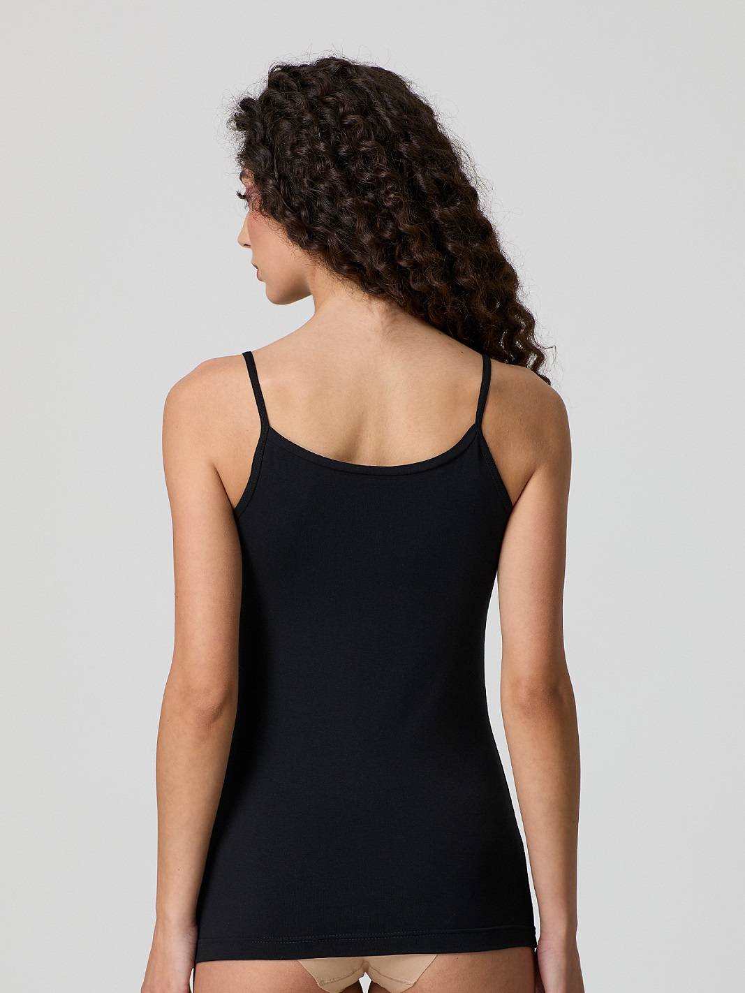 Top in Cotone Elastico con Spalline Sottili JADEA nero - retro