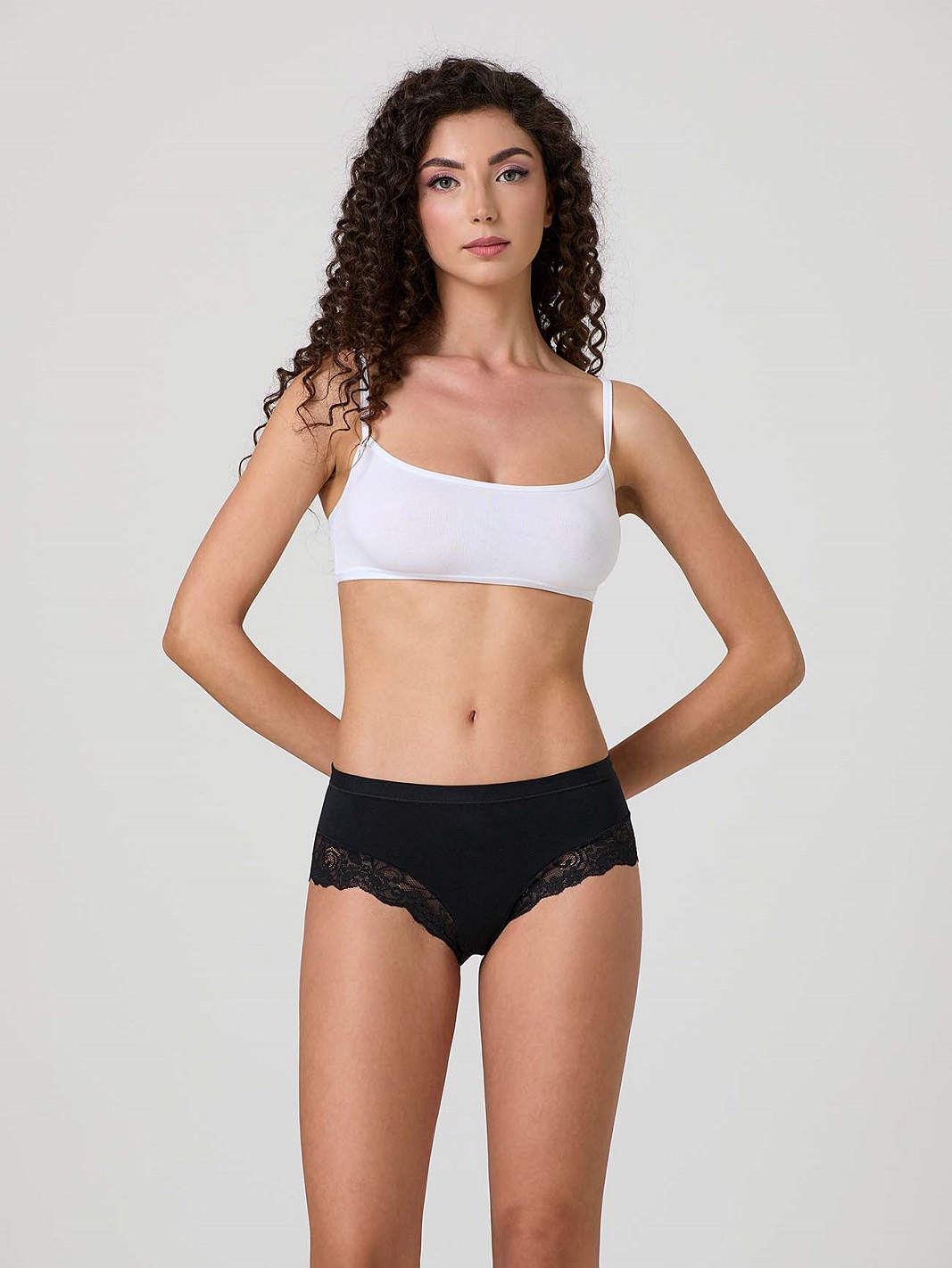 slip short in cotone modal e pizzo JADEA - colore nero