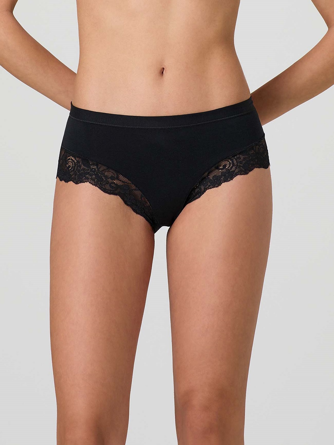 slip short in cotone modal e pizzo JADEA - front nero