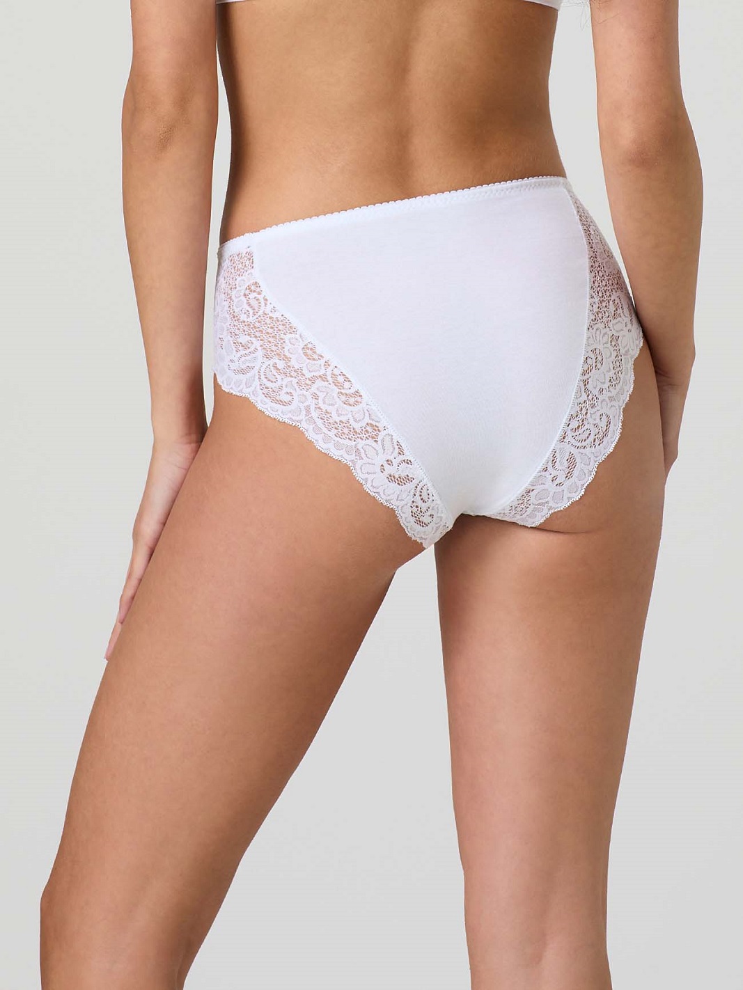 Slip donna in cotone modal e pizzo Jadea - retro bianco