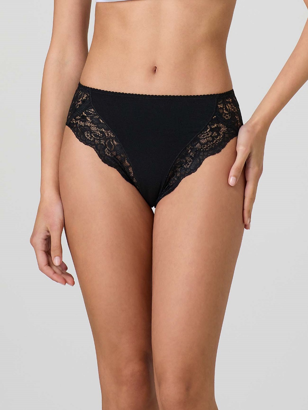 Slip donna in cotone modal e pizzo Jadea - front nero